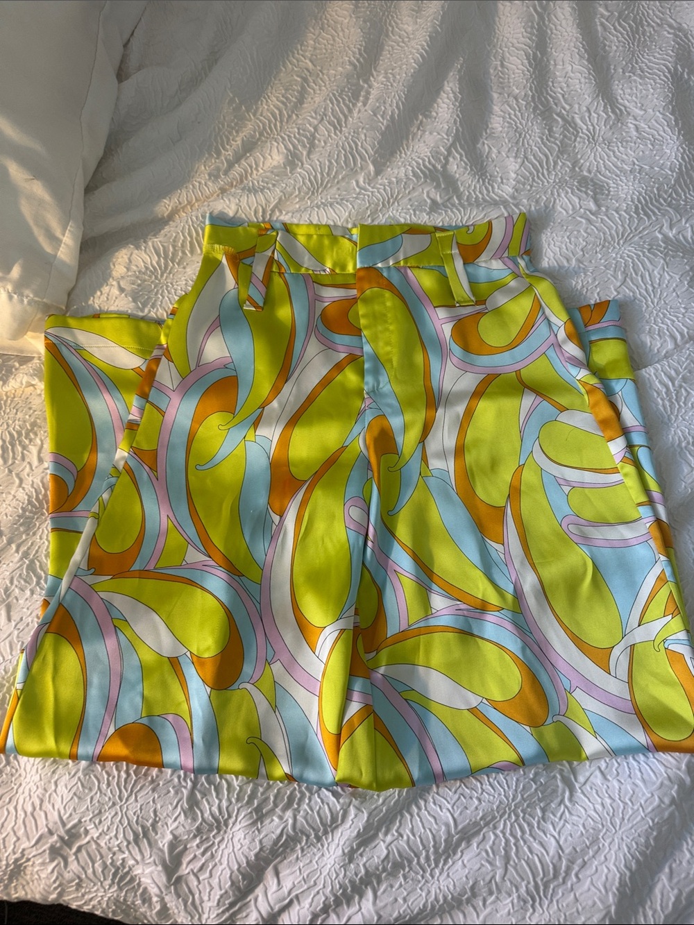 Zara Vibrant Swirl Print Women's Pants - Lime Multi